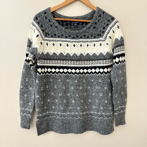 American Eagle AE Fair Isle sweater crewneck pullover cotton wool blend Size S - Picture 10 of 10